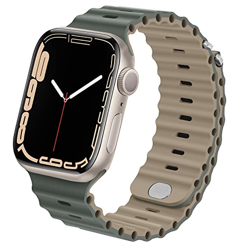 Anlinser Kompatibel mit Apple Watch Armband 41mm 40mm 38mm, Silikon Ersatzarmband Kompatibel mit iWatch SE Series 9 8 7 6 5 4 3 2 1(Graugrün/Khaki) von Anlinser