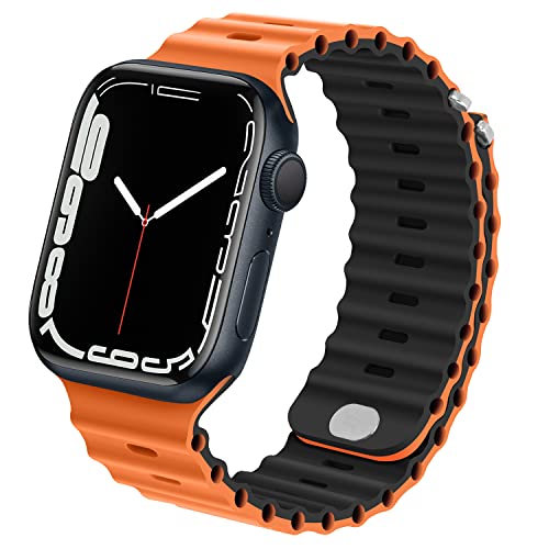Anlinser Kompatibel mit Apple Watch Armband 41mm 40mm 38mm, Silikon Ersatzarmband Kompatibel mit iWatch SE Series 9 8 7 6 5 4 3 2 1(Orange/Schwarz) von Anlinser