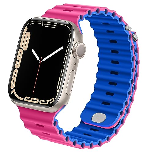 Anlinser Kompatibel mit Apple Watch Armband 41mm 40mm 38mm, Silikon Ersatzarmband Kompatibel mit iWatch SE Series 9 8 7 6 5 4 3 2 1(Pink/Blau) von Anlinser