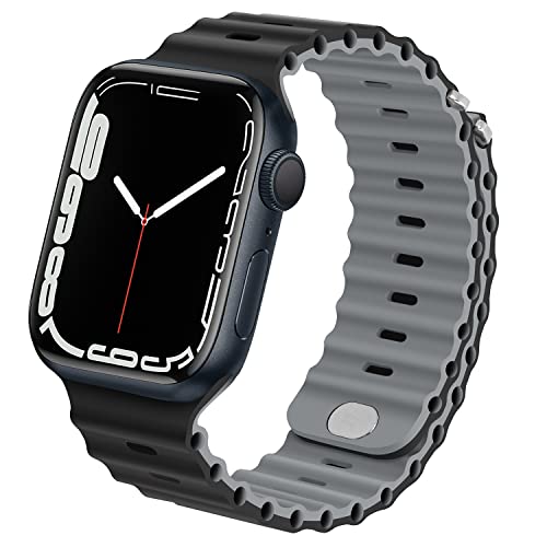 Anlinser Kompatibel mit Apple Watch Armband 41mm 40mm 38mm, Silikon Ersatzarmband Kompatibel mit iWatch SE Series 9 8 7 6 5 4 3 2 1(Schwarz/Grau) von Anlinser