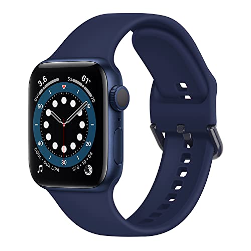 Anlinser Kompatibel mit Apple Watch Armband 45mm 44mm 42mm 41mm 40mm 38mm, Weiches Silikon Sport Wasserdichtes Ersatzarmband Kompatibel mit Apple Watch Serie 9 8 7 6 5 4 3 SE (38mm/40mm/41mm, Blau) von Anlinser