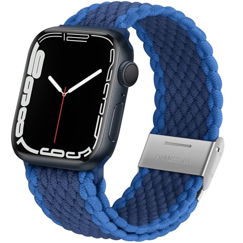 Anlinser Kompatibel mit Apple Watch Armband 49mm 45mm 44mm 42mm, Elastische Ersatzarmband mit Einstellbarer Schnalle Kompatibel mit Apple Watch Ultra 2/Ultra SE Series 9 8 7 6 5 4 3, Blau von Anlinser