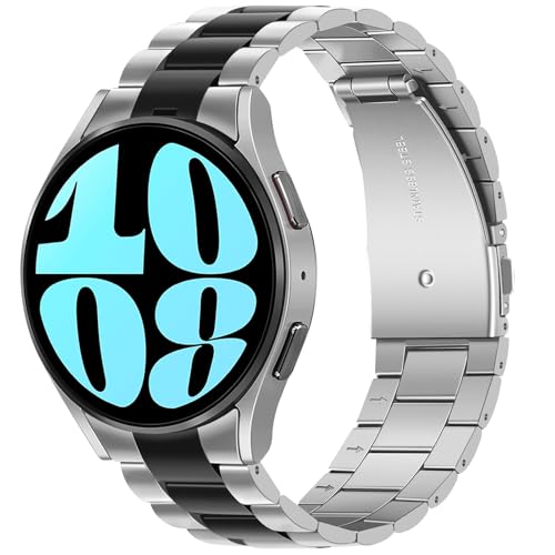 Anlinser Kompatibel mit Samsung Galaxy Watch 7/6/5/4/FE Armband 44mm 40mm 6 Classic Armband 43mm 47mm, Kein Gap Metal -Ersatzarmband Kompatibel mit Galaxy Watch 5 Pro/4 Classic, 20MM, Silber-Schwarz Anlinser Kompatibel mit Samsung Galaxy Watch 7/6/5/4/FE Armband 44mm 40mm 6 Classic Armband 43mm 47mm, Kein Gap Metal -Ersatzarmband Kompatibel mit Galaxy Watch 5 Pro/4 Classic, 20MM, Silber-Schwarz von Anlinser