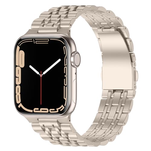 Anlinser Metallarmband Kompatibel mit Apple Watch Armband 49mm 45mm 44mm 42mm, Verstellbares Edelstahl-Ersatzarmband Kompatibel mit Apple Watch Ultra 2 Serie 9 8 7 6 5 4 3, SE (Polarstern) von Anlinser