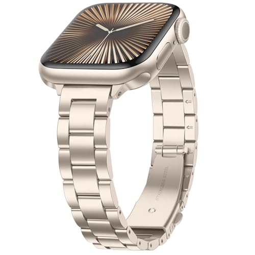 Anlinser Metallarmband Kompatibel mit Apple Watch Armband 49mm 46mm 45mm 44mm 42mm, Schmales Edelstahlarmband für iWatch Ultra 2 Serie 10 9 8 7 6 5 4 3 2 1 SE (Polarstern) von Anlinser