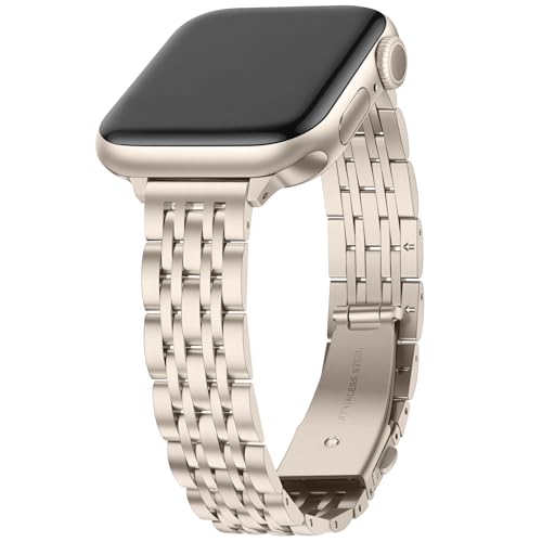 Anlinser Metallarmband Kompatibel mit Apple Watch Armband für Damen 38/40/41/42/44/45/46/49mm, Dünnes Edelstahlarmband für iWatch Ultra 2 Serie 10 9 8 7 6-1 SE (49/46/45/44/42mm, Polarstern) von Anlinser
