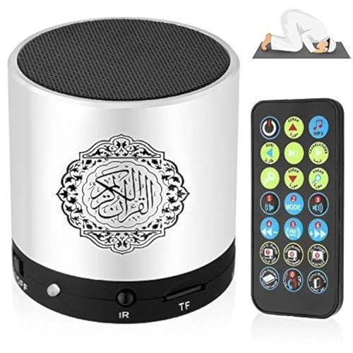 Anlising Koran-Lautsprecher MP3-Player, Koran-Übersetzer,Digitaler Koran-Lautsprecher,Tragbarer Koran-Lautsprecher mit Fernbedienung, USB Wiederaufladbarer, 8GB TF FM(Silber) von Anlising