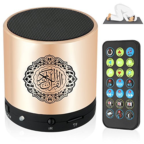 Anlising USB-Lautsprecher, digital, Koran, MP3-Player, Übersetzer, Fernbedienung, tragbar, wiederaufladbar mit Fernbedienung, 8 GB TF FM (Gold) von Anlising