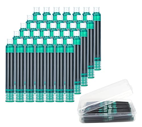 Anller 35 Stück Tintenpatronen für Füllhalter mit Aufbewahrungsbox, 3,4 mm Bohrung Durchmesser, dunkelgrün von Anller