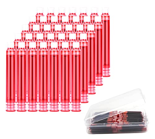 Anller 35 Stück Tintenpatronen für Füllhalter mit Aufbewahrungsbox, 3,4 mm Bohrung Durchmesser, rot von Anller
