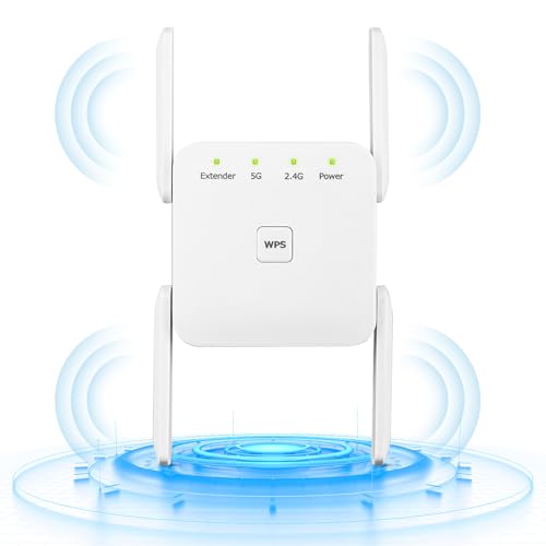 Anluomafuy WLAN Verstärker Repeater 1200Mbit/s,Dualband 2,4GHz+5GHz WiFi Booster mit Repeater/Router/Access Point Modus,Hohe Leistung mit 4 Antennen,Erweiterungsverstärker Mit LAN/WAN Port (weiß) von Anluomafuy