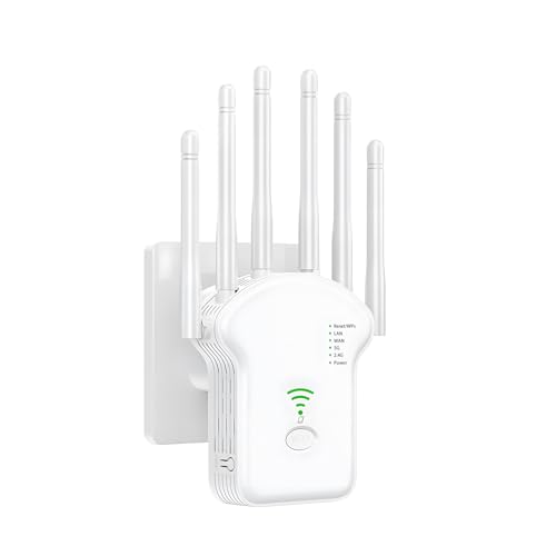 Anluomania WLAN Verstärker Repeater 1200Mbit/s, WLAN Repeater Dualband 5G/2,4GHz, WiFi Verstärker Mit LAN/WAN Port, WiFi Repeater mit WPS, 6 Antenne, WiFi Booster mit Repeater/Router/AP Modus Anluomania WLAN Verstärker Repeater 1200Mbit/s, WLAN Repeater Dualband 5G/2,4GHz, WiFi Verstärker Mit LAN/WAN Port, WiFi Repeater mit WPS, 6 Antenne, WiFi Booster mit Repeater/Router/AP Modus von Anluomania