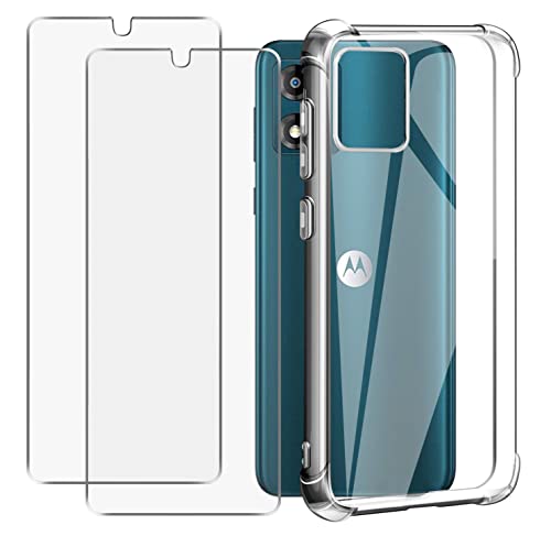 Anlxhj für Motorola Moto E13 Hülle,mit 2 Stück Displayschutz Schutzfolie,Handyhülle Transparente Soft Silikon TPU Schutzhülle Bumper Case für Moto E13, Durchsichtig von Anlxhj