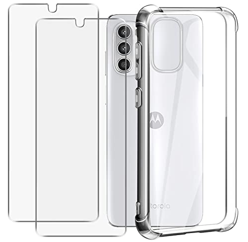 Anlxhj für Motorola Moto G52 Hülle,mit 2 Stück Displayschutz Schutzfolie,Handyhülle Transparente Soft Silikon TPU Schutzhülle Bumper Case für Motorola Moto G52, Durchsichtig von Anlxhj