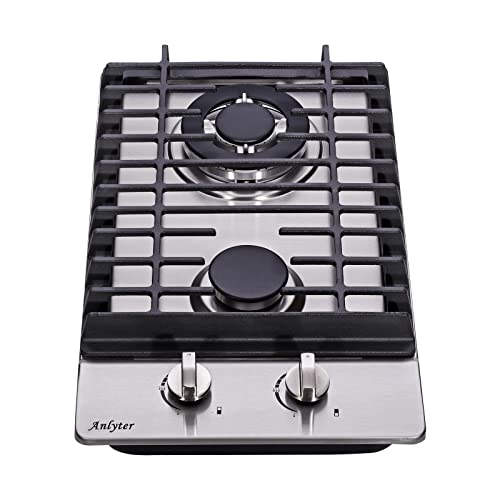 Anlyter - 12 Zoll Gaskocher, 2 integrierte Gasbrenner, Edelstahl-Gaskocher, GLP/NG Gaskocher, umwandelbarer Doppelbrennstoff, Kraftstoffversiegelung Anlyter - 12 Zoll Gaskocher, 2 integrierte Gasbrenner, Edelstahl-Gaskocher, GLP/NG Gaskocher, umwandelbarer Doppelbrennstoff, Kraftstoffversiegelung von Anlyter