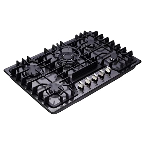Anlyter 30 Zoll Gaskocher, integrierter Edelstahl-Gasherd LPG/NG, umwandelbarer Gaskocher, doppelte Kraftstoffversiegelung, Schwarz von Anlyter