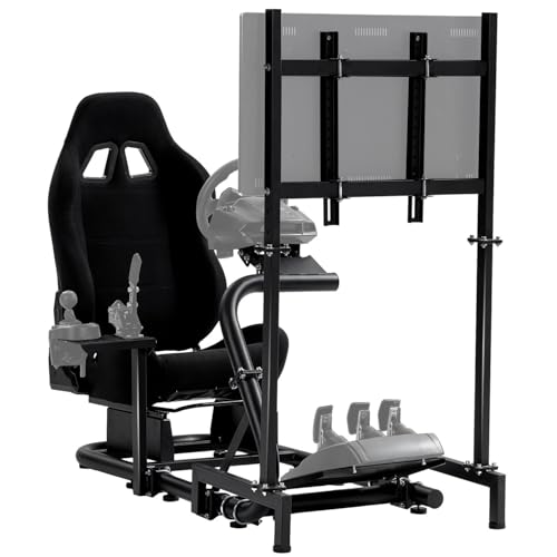 Anman G920 Racing Simulator Cockpit mit schwarzem Sitz und Monitorhalterung für Thrustmaster/Fanatec/Logitech G27 G29 G923 T300RS GT, ohne Handbremse, Lenkrad, Pedale und Monitor Anman G920 Racing Simulator Cockpit mit schwarzem Sitz und Monitorhalterung für Thrustmaster/Fanatec/Logitech G27 G29 G923 T300RS GT, ohne Handbremse, Lenkrad, Pedale und Monitor von Anman