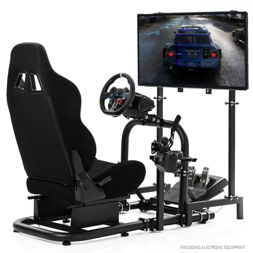 Anman Racing Simulator Cockpit 50mm große runde Rohr vertikale Halterung Sitz mit Monitor Display TV Stand Fit für Logitech/Thrustmaster/Fanatec G29 G920, Rad Shifter Pedale nicht enthalten Anman Racing Simulator Cockpit 50mm große runde Rohr vertikale Halterung Sitz mit Monitor Display TV Stand Fit für Logitech/Thrustmaster/Fanatec G29 G920, Rad Shifter Pedale nicht enthalten von Anman