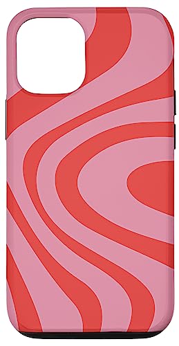 Hülle für iPhone 12/12 Pro Retro Liquid Swirl Abstraktes Muster in Pink und Rot Hülle für iPhone 12/12 Pro Retro Liquid Swirl Abstraktes Muster in Pink und Rot von Anna Cecil Designs