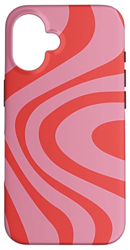 Hülle für iPhone 16 Retro Liquid Swirl Abstraktes Muster in Pink und Rot Hülle für iPhone 16 Retro Liquid Swirl Abstraktes Muster in Pink und Rot von Anna Cecil Designs