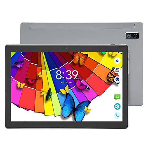 10 Zoll Tablet für Android 11.0-4G 1080P FHD IPS Tablet mit Heller RGB Tastatur/13 MP/8GB+128GB/Octa Core CPU/Empfindlichem Touch Stift/Strukturierter Lederschutzhülle. (Grau) von Annadue