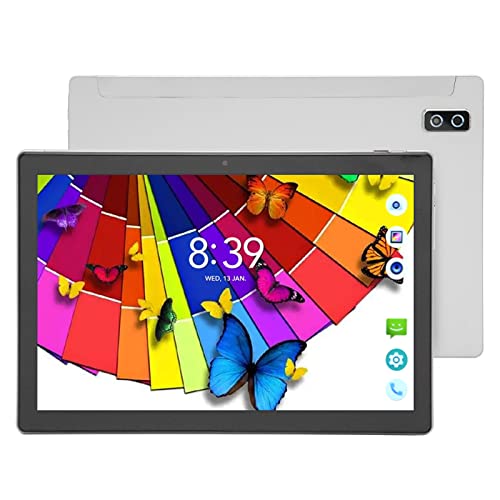 10 Zoll Tablet für Android 11.0-4G 1080P FHD IPS Tablet mit Heller RGB Tastatur/13 MP/8GB+128GB/Octa Core CPU/Empfindlichem Touch Stift/Strukturierter Lederschutzhülle. (Silber) von Annadue