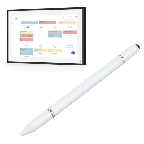 3 in 1 Kapazitiver Touchstift für Intelligentes Display und Digitaler Kalender mit Transparenter Scheibenspitze Weiche Silikonspitze und Eingebauter Kugelschreiber (Black) (White) von Annadue