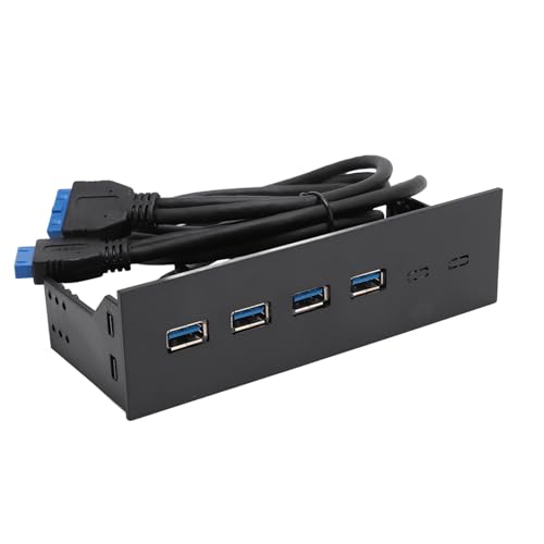 4 Ports USB 3.0 Frontplatten Hub, Hochgeschwindigkeit 5 Gbit/s, Langlebiges ABS, Einfache Installation für Desktop Gehäuse, Stabiles Plug and Play von Annadue