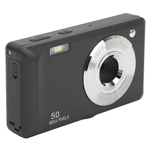 4K Digitalkamera mit 2,7 Zoll HD TFT Bildschirm, 50 MP, 16 fachem Zoom, Autofokus, Gesichtserkennung, Kompaktkamera für Reisefotografie, Vlogging (Schwarz) von Annadue