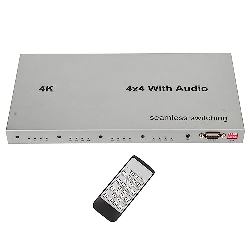 4K HDMI Matrix Switcher, 4 In 4 Out HDMI Switcher Splitter Box, 4X4 Seamless Switching HDMI 1.4 Switch mit Audio Extractor für Compute, Projektor, PC, für PS3/4, HDTVs (EU-Stecker) von Annadue