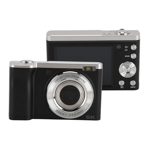 5K Digitalkamera, 16 MP Vorne, 12 MP Hinten, Autofokus Vlogging Kamera mit Einziehbarem Objektiv, 2,4 Zoll Touchscreen, 10 Fach Optischer Zoom, Digitale Point and Shoot Kamera von Annadue