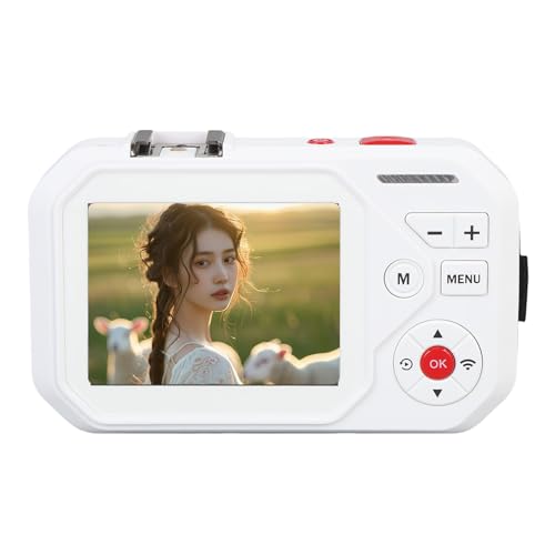 64MP Digitalkamera für Vlogging & Fotografie, 4K Video 18x Zoom Autofokus, WLAN -Dual -Screen -Selfie, Kompakte -Reisekamera -Unterstützung 256 GB SD -Karte (White) von Annadue