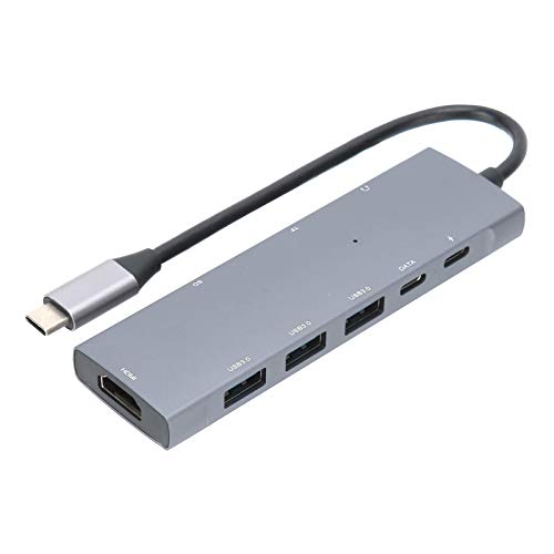 9-in-1 Typ-C Adapter mit 3PCS USB 3.0 Anschlüssen, Multiport Hub HDMI 3,5mm Audio Speicherkarten Dockingstation, Bequem zu Verwenden, Geeignet für Typ-C Telefone und Computer. von Annadue
