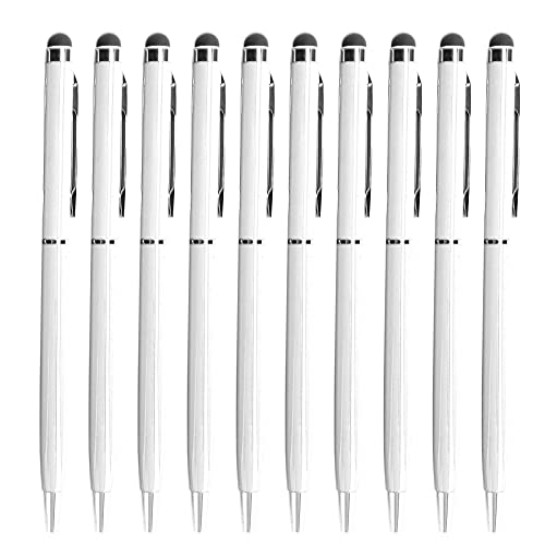 Annadue 10 Stück Universal-Stift, 2‑in‑1 Stylus-Stifte für Kapazitive Touchscreens, Hochempfindlicher und Präziser Touchscreen-Stiftstift, mit Clip-Design, Elegant und Modisch (Weiss) von Annadue