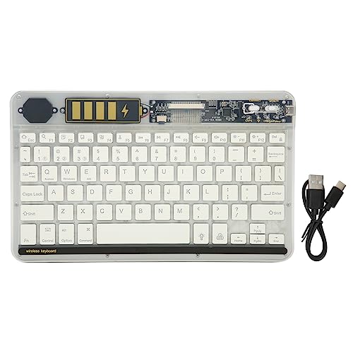 Annadue 10 Zoll kabelloseTastatur mit Multi Device Connect Hintergrundbeleuchtung, Ultradünne Tablet Tastatur für Laptops, Telefone, Transparente Hülle, 32,8 Fuß Reichweite (White) von Annadue