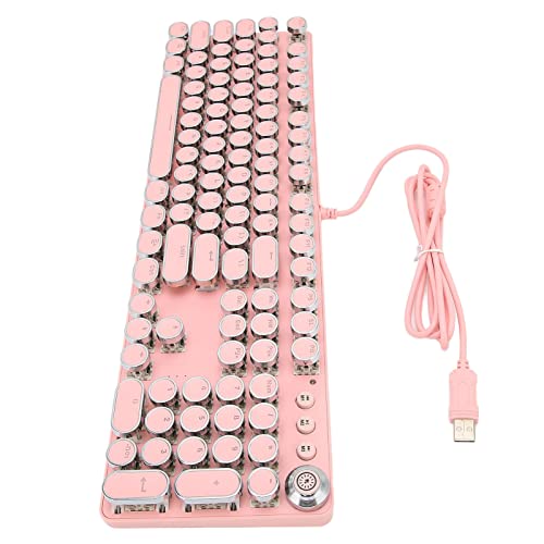 Annadue 104 Tasten Ergonomische Computertastatur Mechanische Gaming-Tastatur Real Shaft Schwarzer Schalter 2 Farben Injection Wired Multi Mode Tastatur für Windows PC Gaming(902-7 Rosa Punk) von Annadue