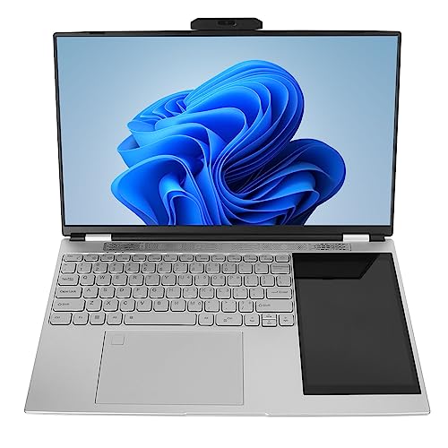 Annadue 15,6 Zoll Laptop mit Doppelbildschirm, Tragbarer HD IPS Laptop mit 7 Zoll Touchscreen für Windows 11, Ultraflacher Gaming Laptop mit Fingerabdruck, Unterstützt (16 GB + 1 TB von Annadue