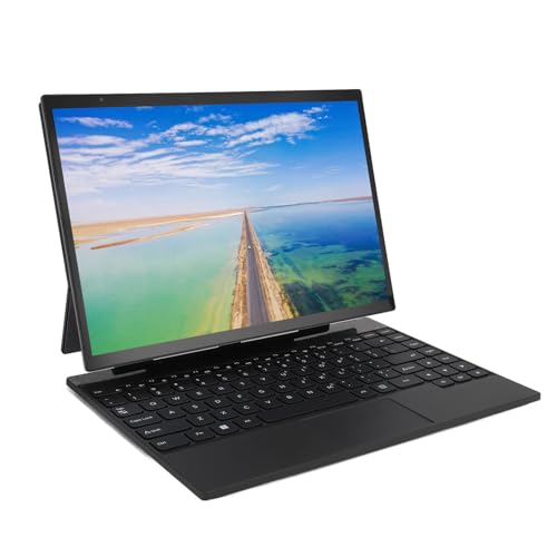Annadue 2 in 1 Laptop, 14 Zoll IPS 2,2K Laptop mit Magnetischer Levitation Tastatur mit Hintergrundbeleuchtung für Studenten, 2,4G 5G Dualband WLAN Tablet Business Laptop für (16 GB + von Annadue