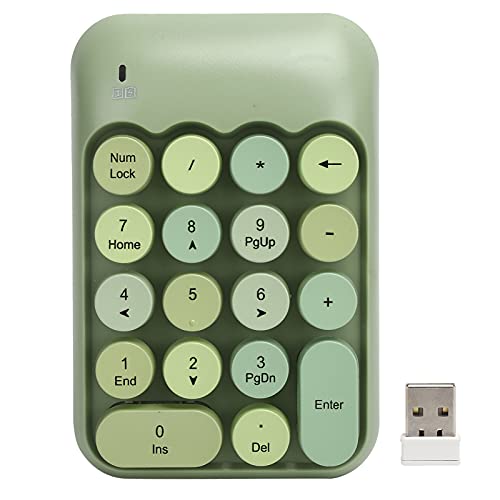 Annadue 2.4G Wireless Numeric Keypad, 18 Tasten Retro Schreibmaschine Rundtaste Silent Portable Number Pad, mit USB-Empfänger, für Laptop, PC, Desktop, für Windows von Annadue