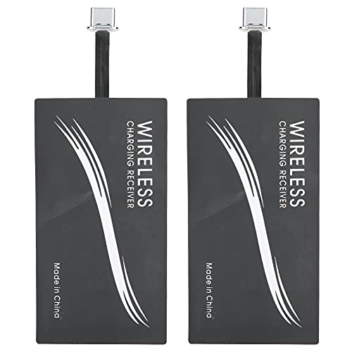 Annadue 2PCS Universal Type-C QI Wireless Charger Adapter Handy-Aufkleber-Ladeempfänger, Geeignet für Alle USB-C-Handys, für Samsug, für Huawei, Etc. von Annadue