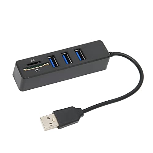 3 Port USB2.0 Hub, USB Data Hub Splitter mit TF/SD Kartenleser, USB2.0 Multiport Hub für Win 10/8/8.1/7/Vista/XP, OS X, für OS, Plug and Play (Schwarz) von Annadue