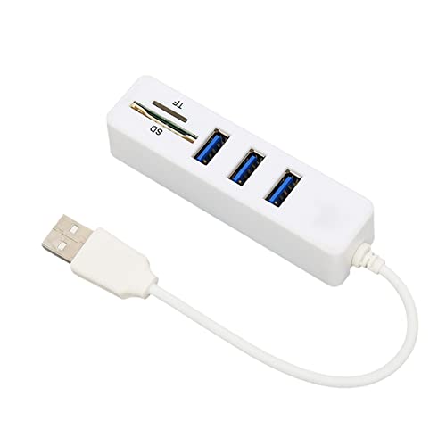 Annadue 3 Port USB2.0 Hub, USB Data Hub Splitter mit TF/SD Kartenleser, USB2.0 Multiport Hub für Win 10/8/8.1/7/Vista/XP, OS X, für OS, Plug and Play (Weiß) von Annadue