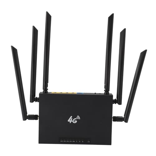 Annadue 4G LTE WLAN-Router, 300 Mbit/s Übertragungsrate, Dual-SMA-Anschluss, Unterstützt Europa, 6 X 5 DBi High-Gain-Antenne, EU-Stecker, Geeignet für den Einsatz Im Heimbüro von Annadue