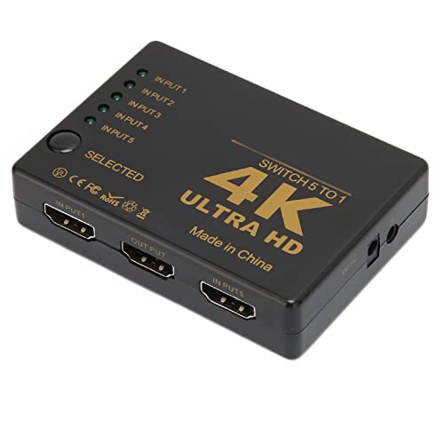 Annadue 4K 2K bei 30Hz HD Multimedia Interface Switcher, 5 Port 50/60Hz 4K HDMI Audio Extractor Converter, HDMI Selected Switch Box für Projektoren HDTV DVD Projektor von Annadue