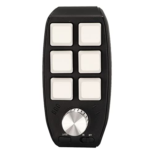 Annadue 6-Tasten-Minitastatur, Programmierbare Dual-Mode-Verbindung, Allgemeine Einhändige Mechanische Tastatur mit 6 Tasten, Drehknopf für Spiele (Weiß) von Annadue