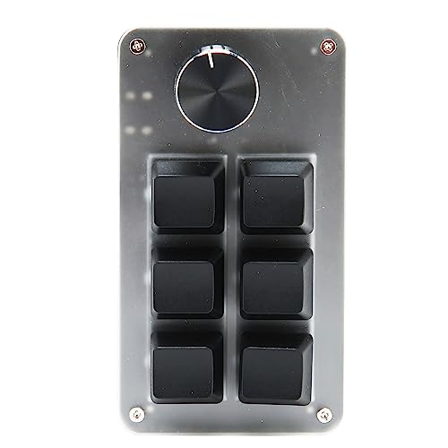 Annadue 6-Tasten-Minitastatur mit Blauem Schalter, RGB-Licht, Kabelverbindung, Plug-and-Play, DIY-programmierbar, Einhändige Mechanische Tastatur mit Drehknopf von Annadue