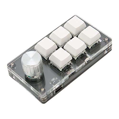 Annadue 6 Tasten Minitastatur mit Drehknopf, Dual Mode Verbindung, Programmierbare Mechanische Tastatur für Büro, Spiele, Musik, Medien, Industrielle Steuerung (White) von Annadue