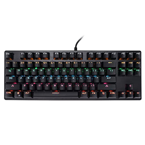 Annadue 87‑Tasten Computer PC Mechanische Tastatur Schwarz USB Kabel Grün Achsen RGB Mechanische Büro Gaming Tastatur für Laptop Notebook Kompatibel für Windows von Annadue