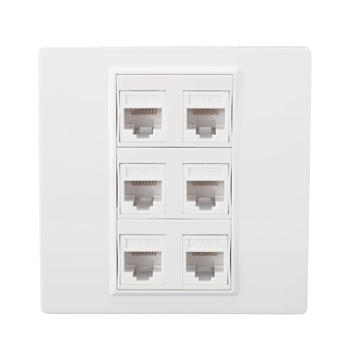 Annadue Cat6-Ethernet-Frontplatte, 6 Ports, Cat 6-Buchse auf Buchse, Ethernet-Buchse, Wandplatte für Cat6 6a 5 5e Ethernet-Geräte, Netzwerk-Buchsenbox Annadue Cat6-Ethernet-Frontplatte, 6 Ports, Cat 6-Buchse auf Buchse, Ethernet-Buchse, Wandplatte für Cat6 6a 5 5e Ethernet-Geräte, Netzwerk-Buchsenbox von Annadue
