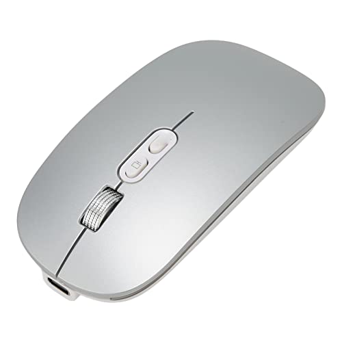 Annadue Drahtlose Maus, 2,4 G/Bluetooth 5.1 Dual Mode Schlanke Tragbare Computermäuse mit Empfänger Silent Mouse, Kompatibel mit Windows/für MAC OS/Android (Silber grau) von Annadue